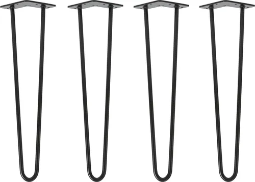 Natural Goods Berlin HAIRPIN Legs – 50 cm Haarnadelbeine für Möbel, Schwarz, 4 Stück - Vielseitige Tischbeine für DIY-Projekte: Ideal für Esstische, Schreibtische oder Couchtische. Gefertigt aus robustem Rundstahl mit stabiler Grundplatte, langlebig und pflegeleicht. Inklusive Schrauben für einfachen Aufbau.