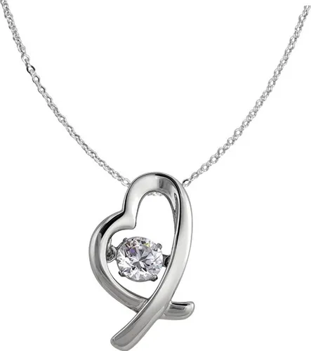 SilberDream Kette und Anhänger Set SilberDream Dancing Stein Herz Kette (2-tlg., Schmucksets), Herzanhänger 925 Sterling Silber, weiß