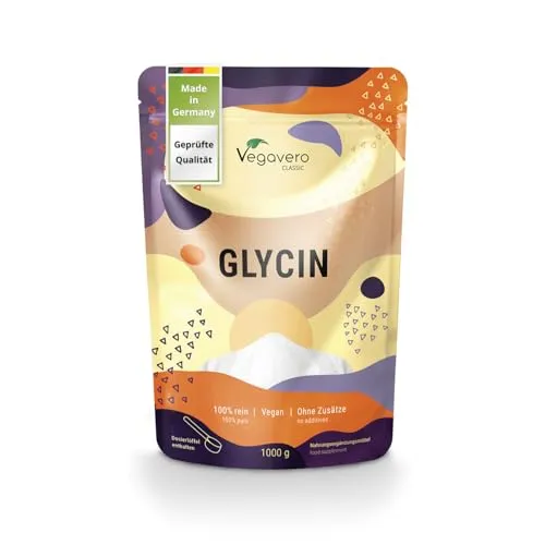 Glycin Pulver 1000 g - 100% reine Aminosäure von Vegavero - Nahrungsergänzung: Laborgeprüftes Glycin Pulver in Premium Qualität, ideal zur Unterstützung von Muskeln, Haut und Immunsystem, vegan und ohne Zusatzstoffe.