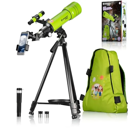 Bresser Junior Kinderteleskop 70 400 - Linsenteleskop für Kinder ab 8 Jahren, ideal für Astronomie-Einsteiger mit Smartphone-Halterung und Rucksack für unterwegs