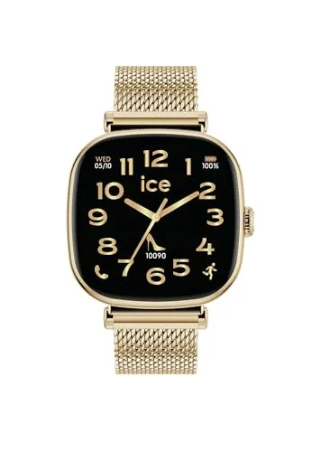 ICE-WATCH Smart Watch 025234 - Moderne Damen-Smartwatch mit 1,20-Zoll-AMOLED-Display, GPS, Herzfrequenzmesser und hochwertigem Gold-Edelstahlarmband. Wasserdicht bis 5 bars, ideal für aktive Frauen!
