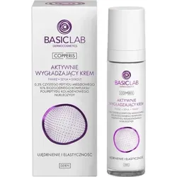 BASICLAB glättende Tagescreme für Gesicht, Hals und Dekolleté 50ml - Tagescreme für strahlende Haut, angereichert mit biomimetischen Peptiden und Antioxidantien. Befeuchtet intensiv und schützt vor oxidativem Stress für eine jugendliche Ausstrahlung.