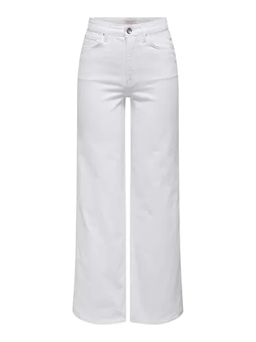 Weite Jeans "ONLMADISON BLUSH HW WIDE DNM CRO NOOS", Gr. M (38) - Länge 30, White - Damen-Weite Jeans von ONLY, hohe Leibhöhe und figurumspielendes Hosenbein. Ideal für entspannte Tage, pflegeleicht und langlebig dank robustem Jeansstoff.