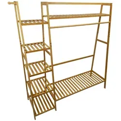 Begryf Bambusregal 130x140 cm – Vintage Holzregal für Garderobe - Praktisches Bambusregal in Naturfarbe für Bad oder Waschküche. Optimal über der Waschmaschine nutzbar, mit viel Stauraum für Handtücher und Zubehör. Robust und feuchtigkeitsbeständig, ideal für jedes Wohnkonzept.