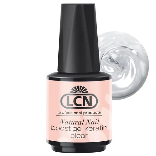 LCN Natural Nail Boost Keratin Advanced Clear 10 ml - UV Gel Lack für gesunde Naturnägel, stärkt mit Keratin und SynHycan, bietet perfekte Haftung und verlängert die Haltbarkeit von Farblacken.