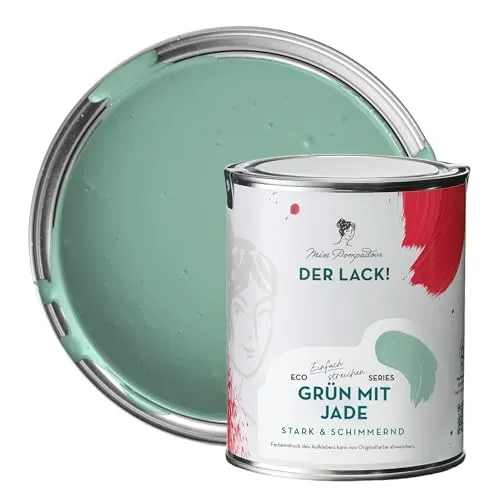 MissPompadour seidenmatte Holzfarbe Innen & Außen 1L Grün mit Jade, Möbelfarbe ohne Schleifen - Farbe für Holz, Metall, Kunststoff - Holzlack, Möbellack schnelltrocknend mit hoher Deckkraft