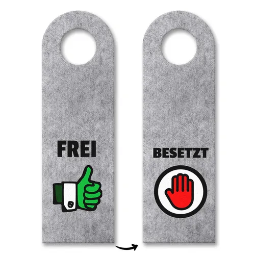Frei und Besetzt Türhänger in Grau mit grünen und roten Symbolen