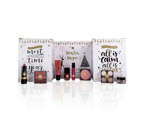 accentra Adventskalender Beauty - 24-teiliges Schminkset mit Lippenstift, Wimpern, Nagellack, Lidschatten, perfekte Geschenkidee für die Vorweihnachtszeit