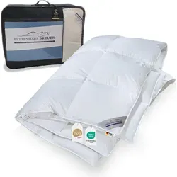 Premium Daunendecke 155x220 cm mit 100% neuen Daunen - Bettdecke für Erwachsene, Jugendliche und Kinder, allergikergeeignet mit NOMITE-Siegel und STANDARD 100 by OEKO-TEX für höchsten Schlafkomfort.