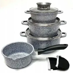 Zilner 9-tlg. Topfset,Topfset Induktion, ,, Kochtopf Set|induktions Töpfe Set, Kochtöpfe, Töpfe Induktion Topfset induktionsgeeignet ZL-7076 - Grau