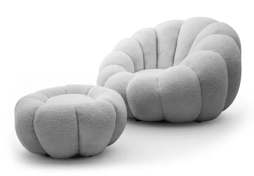 Lookway Drehsessel FLUFFY mit Fußhocker – Bequemer Relaxsessel für stilvolles Wohnen - Entspannen Sie stilvoll mit dem FLUFFY-Set: Ein hochwertiger Drehsessel mit Fußhocker, der durch seine organische Form und den weichen Bezug jeden Raum aufwertet. Ideal für gemütliche Stunden im Wohnzimmer!
