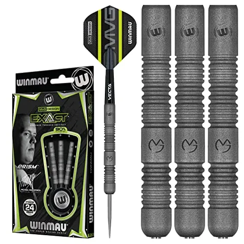WINMAU MvG ExAct 24 Gramm Steeltip Dartpfeile Set - Steel-Dartpfeile mit präzisionsgefertigten Durchmessern und handbearbeiteten Rillen für perfektes Spielgefühl, ideal für ambitionierte Spieler.