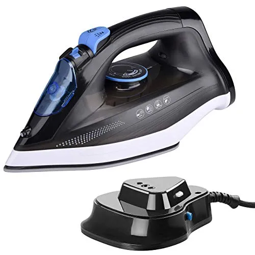 Sichler Haushaltsgeräte Akku Bügeleisen: Kabelloses 2in1-Dampfbügeleisen mit Basisstation, 2.200 Watt, 230 Volt (Bügeleisen ohne Kabel, kabellos, Shirt)