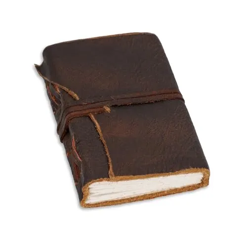 Gusti Notizbuch Leder Amalia – Vintage-Tagebuch aus Büffelleder | Handgeschöpftes, säurefreies Baumwollpapier | A6 Format | Austauschbare Seiten