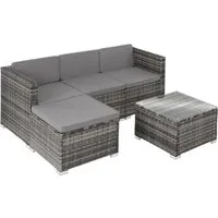 tectake® Rattan Lounge für 3 bis 4 Personen - Gartenmöbel, UV-beständig und variabel aufstellbar für eine gemütliche Atmosphäre auf Terrasse, Balkon oder im Garten.