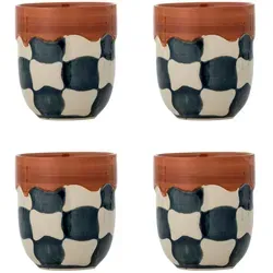 Bloomingville - Check Tasse 375 ml, blau (4er Set)