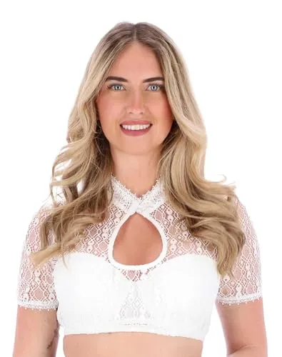 Steigenhöfer Manufaktur Dirndl Bluse Damen - Marie - Elegante Trachtenbluse mit Perlenverschluss - Dirndlbluse für Damen, ideal fürs Oktoberfest und Volksfeste, mit atmungsaktivem Stoff für höchsten Tragekomfort und edlem Perlenverschluss als stilvolles Highlight.