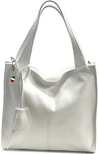 Florence Damen Tasche aus Leder, groß – 33x29x10cm, weiß - Elegante Schultertasche aus genarbtem Leder, ideal für Beruf und Freizeit. Die Florence Handbags Kollektion vereint Stil und Funktionalität in einem geräumigen Design.