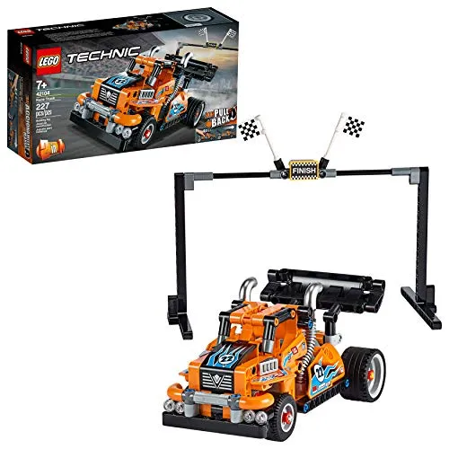 LEGO Technic Renn-Truck 42104 - Konstruktionsspielzeug für Kinder ab 7 Jahren, 2-in-1 Modell: Baue einen Renn-Truck und verwandle ihn in einen Rennwagen, mit Rückziehmotor für rasante Action!