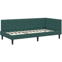 vidaXL Dunkelgrünes Eckbettgestell 100x200 cm aus Samt - Stylisches Eckbettgestell für moderne Schlafzimmer. Multifunktional als Sofa und Bett, ideal für kleine Räume. Robuste Materialien und pflegeleicht, bietet es optimalen Komfort und Flexibilität.