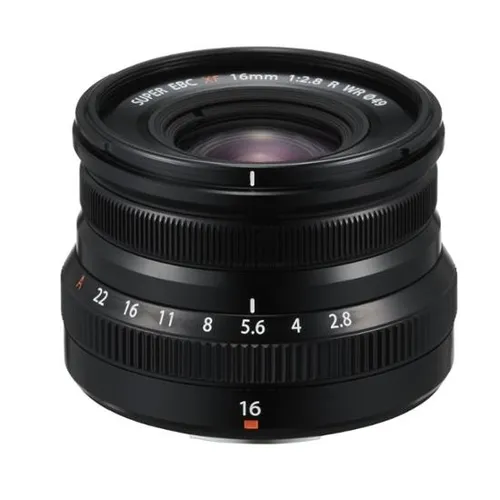 Fujifilm XF16mm F2.8 R WR schwarz - Objektiv mit wetterfestem Design, ideal für Landschafts- und Architekturfotografie, lichtstark und kompakt für kreative Aufnahmen.