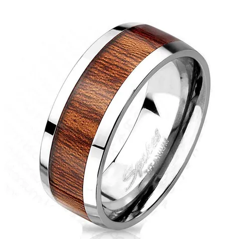 BUNGSA Fingerring 62 (19.7) Titan mit Holzinnenring - Edler Titanring mit braunem Holzinnenring - ideal als Geschenk oder Verlobungsring. Hochwertige Verarbeitung für besonderen Tragekomfort. Wählen Sie aus verschiedenen Größen. Blitzversand für schnelle Lieferung!