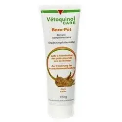 VETOQUINOL Bezo-Pet 120g - Hochwertige Paste zur Unterstützung der Verdauung bei Tieren, verhindert das Verklumpen von Haaren im Magen und Darm.