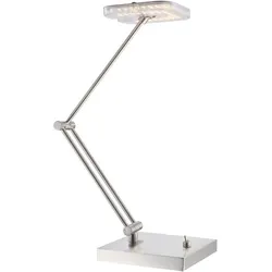 Globo 59039T LED Tischleuchte 4 Watt - Moderne Tischlampe aus Nickel mit verstellbarem Arm, ideal für Büro und Home Office. Inklusive energiesparendem 4 Watt LED-Leuchtmittel für warmweißes Licht.