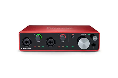 Focusrite Scarlett 4i4 3rd Gen - 4-Kanal USB-Audiointerface - Audio-Interfaces; 4-Kanal USB2.0 Audiointerface mit USB-C, 24-Bit/192 kHz, ideal für professionelle Aufnahme und Mixing mit umfangreicher Software-Bundle.