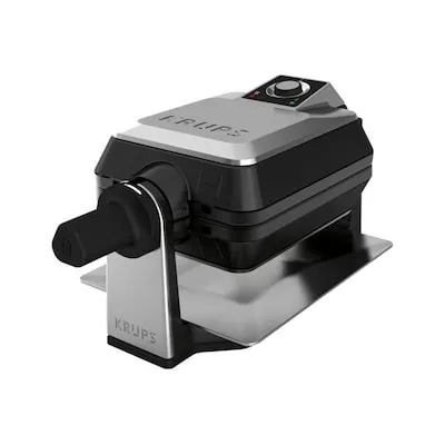 Krups FDD95D Waffeleisen Professional - Edelstahl Schwarz, für 2 Brüsseler Waffeln, drehbarer Backraum und einfache Reinigung