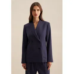 Hemdjacke SEIDENSTICKER "Schwarze Rose", Damen, Gr. 38, blau (dunkelblau), 54% Polyester 44% Wolle 2% Elastan, unifarben, Jacken