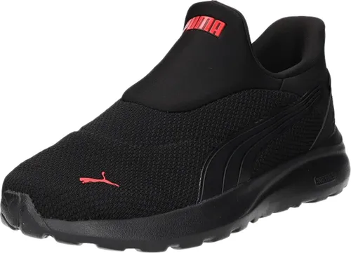 Puma Softride Cosmic Sliptech - Laufen in Stil - Sportliche Slip-On-Schuhe in Schwarz und Rot, ideal für Läufer, die Komfort und Stil suchen.