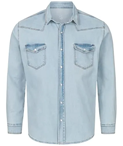 Rock Creek Herren Jeans Hemd - Vintage Denim Hemd mit Druckknöpfen - Herrenhemden: Hochwertiges Jeanshemd aus Baumwolle im Regular Fit, ideal für lässige Looks. Bequem und pflegeleicht, in 5 Größen verfügbar.