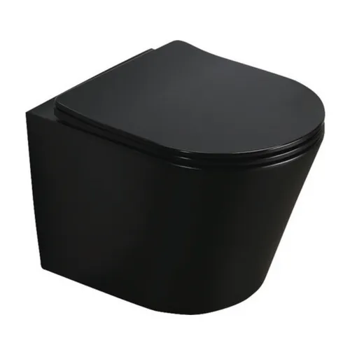 Tiefspüler NAKIA spülrandloses WC-Set - Modernes Wand-WC in Schwarz, spülrandlos für einfache Reinigung und mit Absenkautomatik für leisen Sitz. Ideal für Ihr Badezimmer.