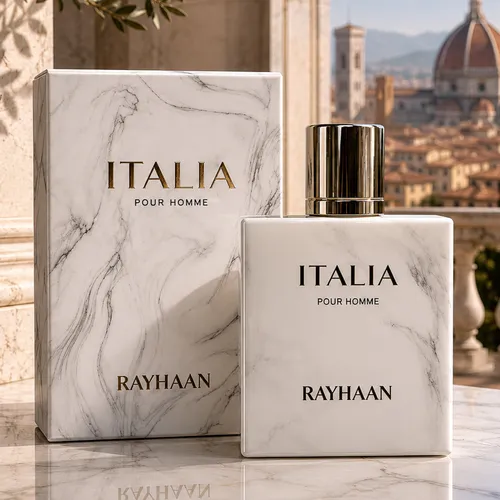 RAYHAAN Italia for Men Eau de Parfum 100 ml, Luxusduft für Herren, Weißer Marmor-Design, Premium-Duft mit Geschenkbox