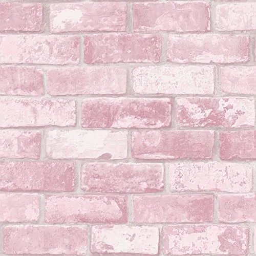 Realistisch Ziegel Wand Zeitgenössisch Glitzer Tapete Von Debona - Pink 9806