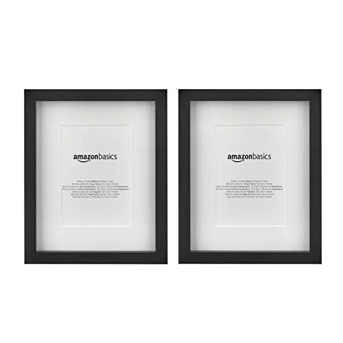 Amazon Basics Rechteckig Fotorahmen mit Passepartout - 20 x 25 cm & 18 x 13 cm, Schwarz, 2 Stück