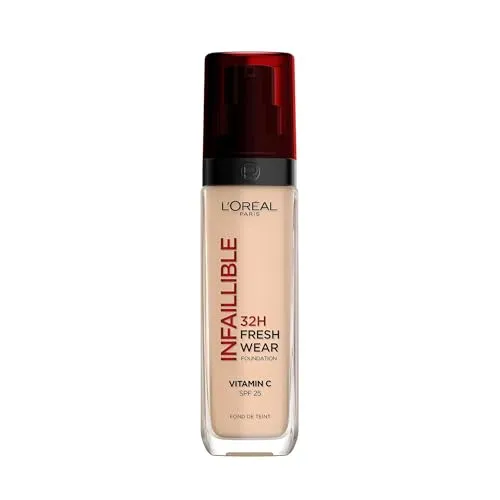 L'Oréal Paris Make-up, Wasserfest und langanhaltend, Flüssige Foundation mit LSF 25, Infaillible 32H Fresh Wear Make-up, 132 Cool, 30 ml