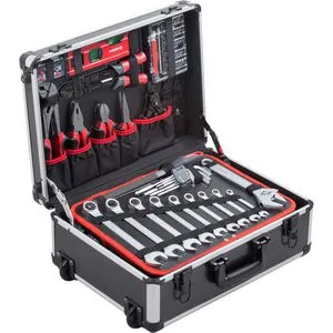 Meister Werkzeugtrolley 156-teilig - Profi Werkzeugkoffer mit Rollen, kompakt und leicht transportierbar, ideal für Handwerker
