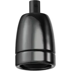 ledscom.de E27 Fassung, Porzellan, schwarz, 230V AC, max. 300W
