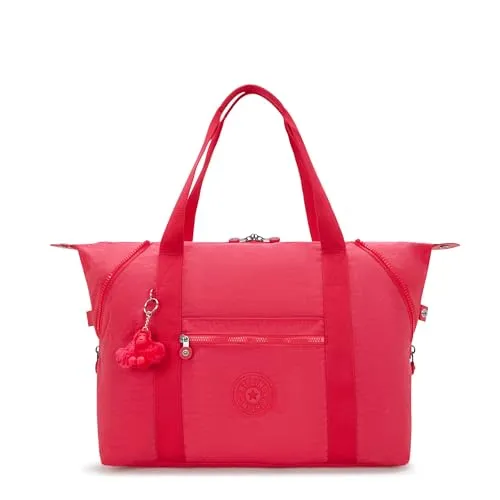 Kipling ART M Large Tote - Resort Pink - Reisetasche mit Hauptfach und Reißverschluss, inklusive Kipling Roboteraffe und mehreren praktischen Taschen für optimale Organisation.