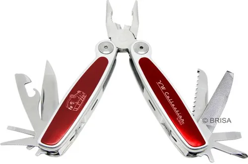BRISA VW Multitool 8 in 1 - Faltbares Taschenwerkzeug mit T1 Bus Silhouette - Arborist Merchandising Root: Multifunktionales Multitool mit 8 praktischen Funktionen, ideal für Outdoor-Aktivitäten und Hobbyschrauber. Offiziell lizenziertes VW Produkt in hochwertiger Geschenkdose.