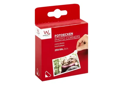 Walther Design Klebstoff Fotoecken FE250S, (250-tlg), selbstklebend, weisse Fotoecken