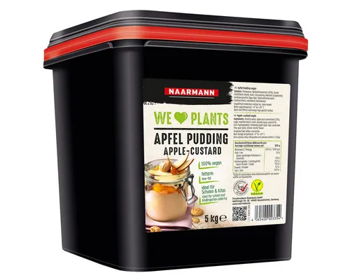 Naarmann Apfel Pudding vegan 5000g - Naarmann Apfel Pudding vegan 5000g – cremiger Fruchtgenuss ohne Milchprodukte. Ideal für Schulen und Kitas, leicht portionierbar und fettarm. Perfekt für vegane Gäste!