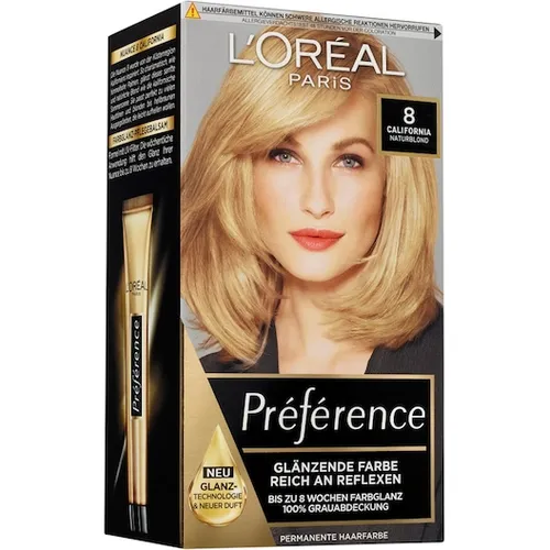 LOreal-Paris Haarfarbe ColorationPréférence Glänzende Farbe 8 California/Naturblond 1 Stk. (9,99 € / 1 Stk.)
