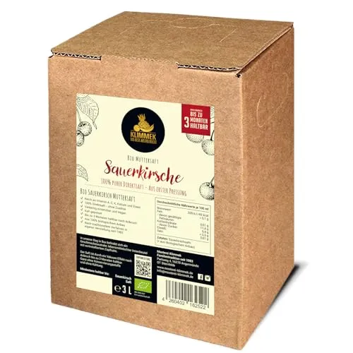 Bio Sauerkirschsaft 3L – 100% Direktsaft aus Sauerkirschen - Saft aus 100% biologischen Sauerkirschen, kaltgepresst und ungesüßt. Reich an Antioxidantien, ideal für den täglichen Genuss in praktischer Bag-in-Box Verpackung.