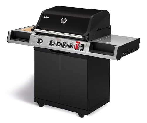 Enders® UNIQ 4 IK CRUSTER Grill schwarz/silber - Hochwertiger Gasgrill mit 4 Edelstahl-Hauptbrennern und Turbo Zone für perfekte Grillergebnisse. Ideal für präzises Niedriggaren und scharfes Anbraten.