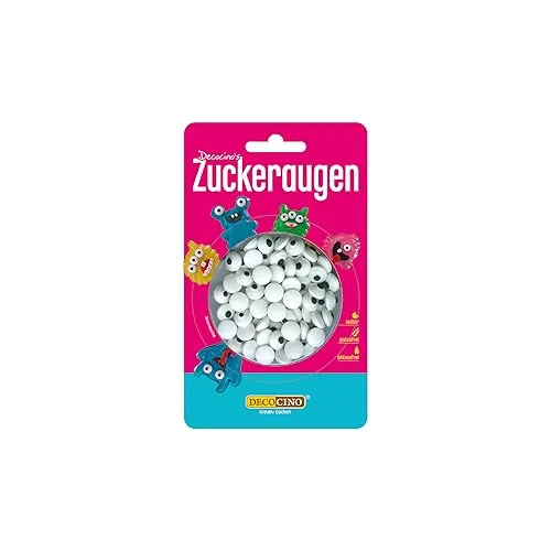 DECOCINO Essbare Zuckeraugen (2x25g) – Deko-Augen als Zuckerdekor zum Backen für Geburtstags-Torten, Geburtstags-Kuchen, Muffins, Cup-Cakes, Cake-Pops.
