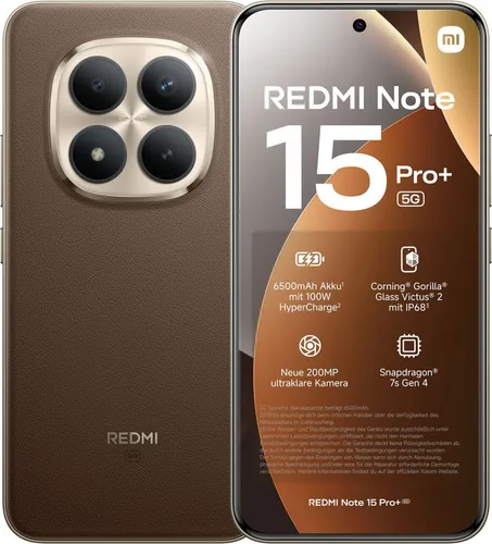 XIAOMI REDMI NOTE 15 PRO PLUS 8+256GB DS 5G MOCHA BROWN - Leistungsstarkes Mobiltelefon mit 8 GB RAM und 256 GB Speicher, ideal für Multitasking und schnelle Datenübertragung. Genießen Sie die moderne 5G-Technologie in edlem Mocha Brown.