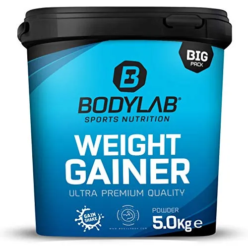 Bodylab24 Weight Gainer Schokolade 5kg - Gewichtsmanagement Shake, ideal für die Massephase mit über 20% Eiweiß pro Portion und angereichert mit Kreatin für optimalen Muskelaufbau.